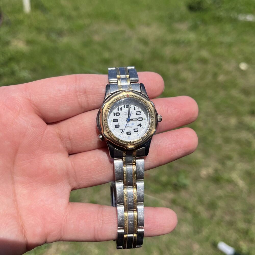 Vintage Guess Womens Watch Waterpro Indiglo Two Tone-NO BATTERY INCLUDED